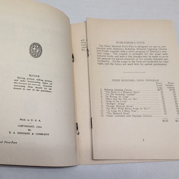 Lot of 4 Minstrel Booklets Denisons Dixie Jubilee Alabama First Part 20s - Picture 4 of 16